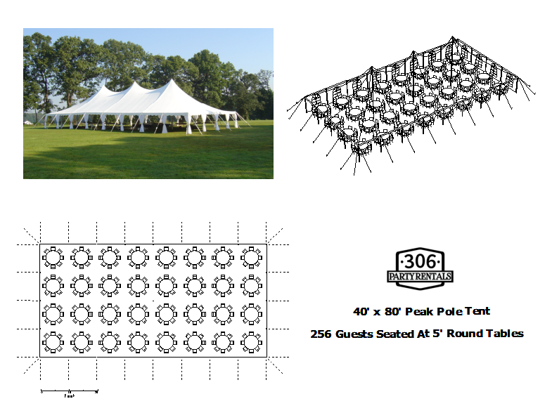 40' x 60' pole tent seating layout