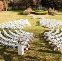 Full circle wedding ceremony seating layout YXE